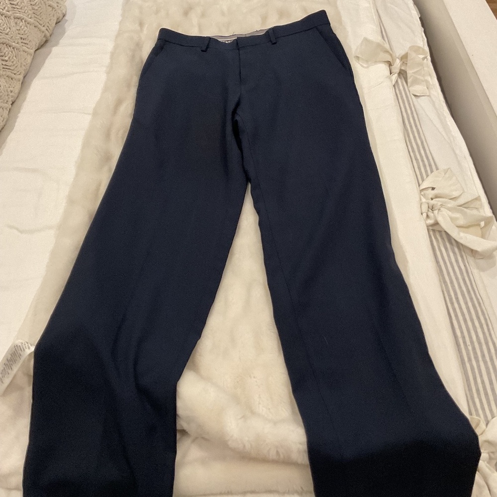 Haggar Straight Fit Size 30x32 Mens Dress Pants Navy Blue - Picture 2 of 10